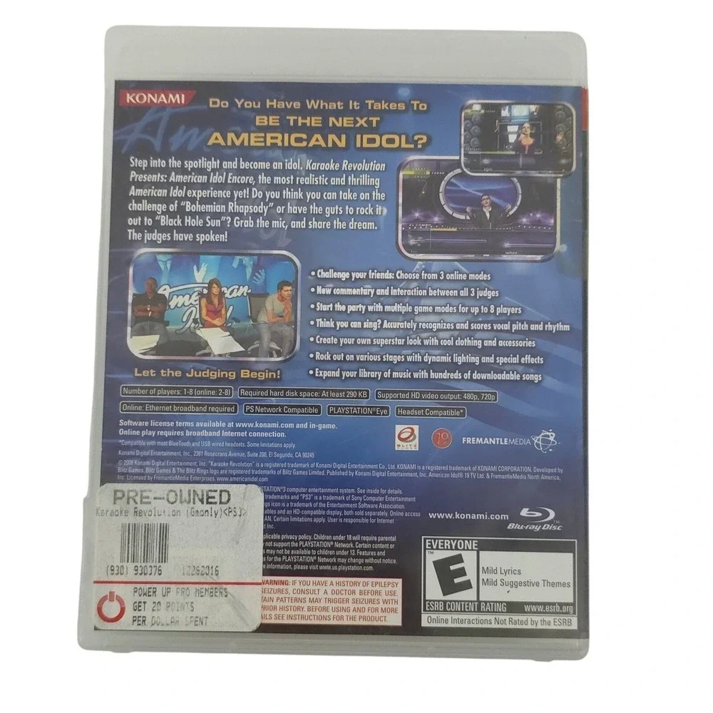 Karaoke Revolution American Idol Encore PS3 Game